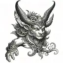 based on Hindu  mythology and should containing god winning over devil  tattoo design idea