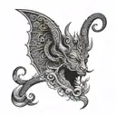 based on Hindu  mythology and should containing god winning over devil  tattoo design idea