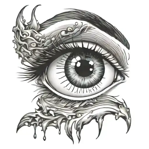 symmetric crying eye looking upwards tattoo design idea