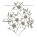 larkspur cosmos violet bouquet inside triangle tattoo design idea