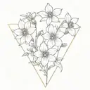 larkspur cosmos violet bouquet inside triangle tattoo design idea