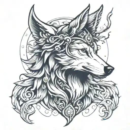 wolf angel hood tattoo design idea