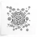 molecular structure with elegant script underneath indication pharmacist tattoo design idea