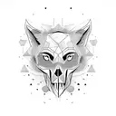 Wolf and skull in a celestial theme tattoo design idea