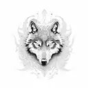 A wolf skull surrounded by intricate dotwork patterns tattoo design idea