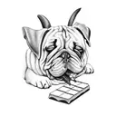 A sleeping dog with a chocolate bar in its mouth tattoo design idea