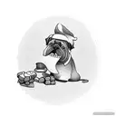 A sleeping dog with a chocolate bar in its mouth tattoo design idea