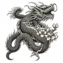 Japanese dragon cherry blossom tattoo design idea