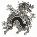 Japanese dragon cherry blossom tattoo design idea