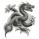 Japanese dragon cherry blossom tattoo design idea