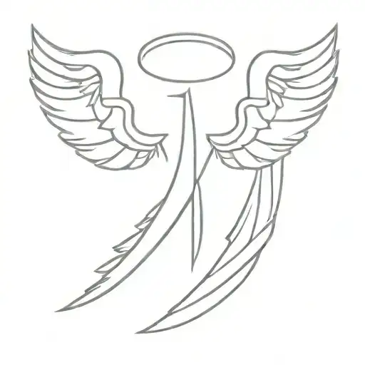 angel wings letter t tattoo design idea