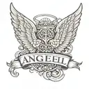 angel wings with name tattoo design idea