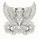 angel wings with name tattoo design idea