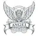 angel wings with name tattoo design idea