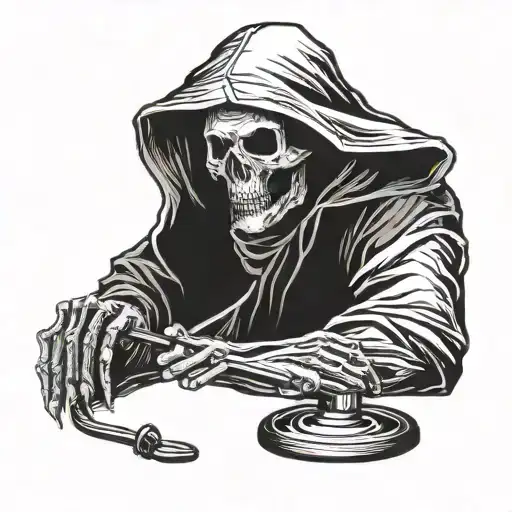 A grim reaper holding a stethoscope, symbolizing the balance between life and death tattoo design idea