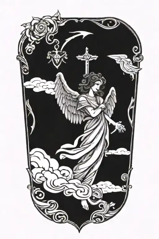 Incorporate a caduceus symbol into a design featuring a guardian angel tattoo design idea