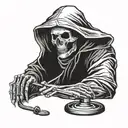 A grim reaper holding a stethoscope, symbolizing the balance between life and death tattoo design idea