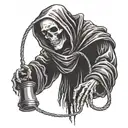 A grim reaper holding a stethoscope, symbolizing the balance between life and death tattoo design idea