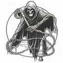 A grim reaper holding a stethoscope, symbolizing the balance between life and death tattoo design idea