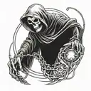 A grim reaper holding a stethoscope, symbolizing the balance between life and death tattoo design idea