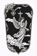 Incorporate a caduceus symbol into a design featuring a guardian angel tattoo design idea
