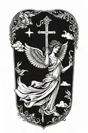 Incorporate a caduceus symbol into a design featuring a guardian angel tattoo design idea