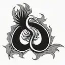 An abstract design of a doctor's stethoscope transforming into a phoenix, symbolizing the healing power of medicine tattoo design idea