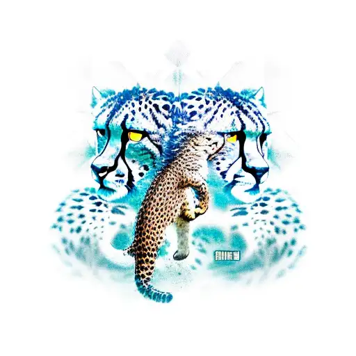 cheetahs with Pisces  tattoo design idea
