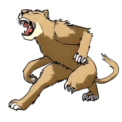 side view of a lions upper body roaring while slashing its claws  tattoo design idea