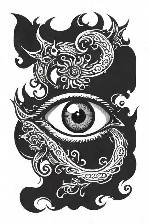 Incorporate a devil's eye with a bold and confident stance, symbolizing security and trust. tattoo design idea