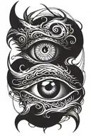 Incorporate a devil's eye with a bold and confident stance, symbolizing security and trust. tattoo design idea