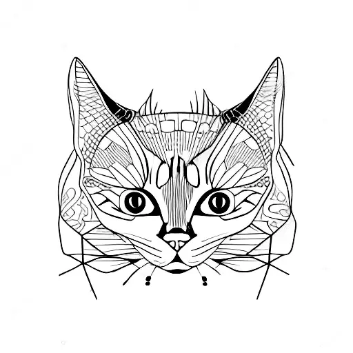 black and orange cat  tattoo design idea
