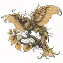 smooth partial wings from a tree, branches with spiritual design, shadow of a fairy tattoo design idea