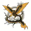 smooth partial wings from a tree, branches with spiritual design, shadow of a fairy tattoo design idea