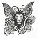 lion inside of butterfly wings spread wide tattoo design idea