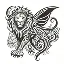 lion inside of butterfly wings spread wide tattoo design idea