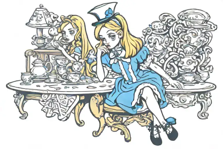 alice in wonderland tattoo design idea