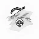 Taino Indian with the Dominican Republic flag in the back tattoo design idea