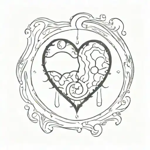 heart made with melting sun and moon phases tattoo design idea