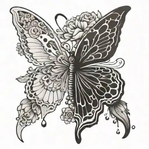A beautiful butterfly with angel wings in memory of your Grandma and god mom tattoo design idea