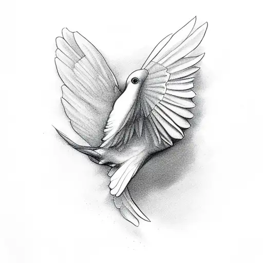 Two Free Flying White Doves Isolated Sketch Style Illustration Stock  Illustration - Download Image Now - iStock