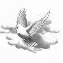 Dove, clouds tattoo design idea