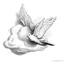 Dove, clouds tattoo design idea
