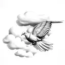 Dove, clouds tattoo design idea