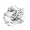 Dove, clouds tattoo design idea