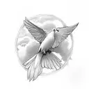 Dove, clouds tattoo design idea