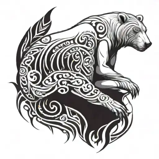 polar bear and sultry woman tattoo design idea