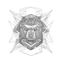 geometric lighthouse with howler monkey tattoo design idea