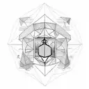 geometric lighthouse with howler monkey tattoo design idea