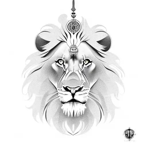 Lion with rosary bead tattoo design idea